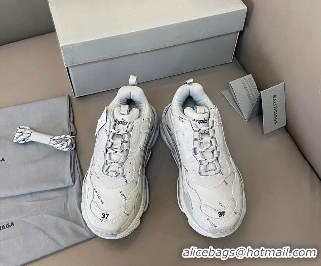 Classic Hot Balenciaga Triple S Trainers Sneakers in Calf Leather Signature/Grey 0223066