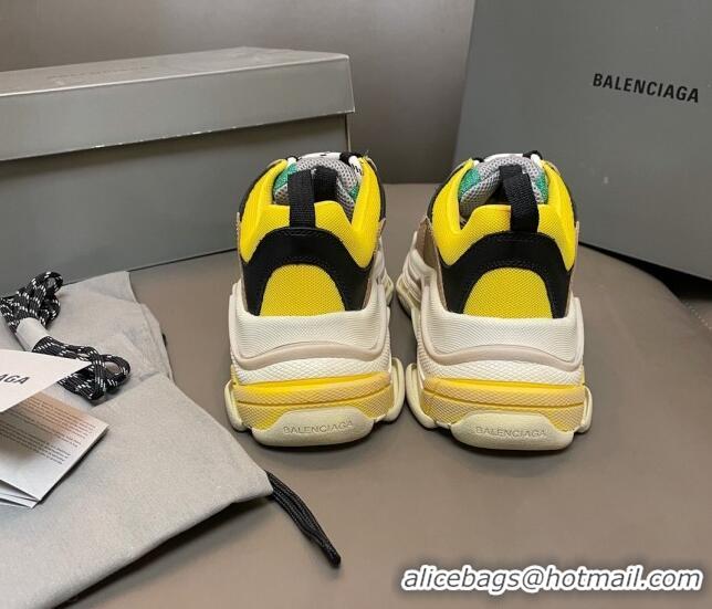 Pretty Style Balenciaga Triple S Trainers Sneakers in Leather and Mesh Yellow/Green 0223067