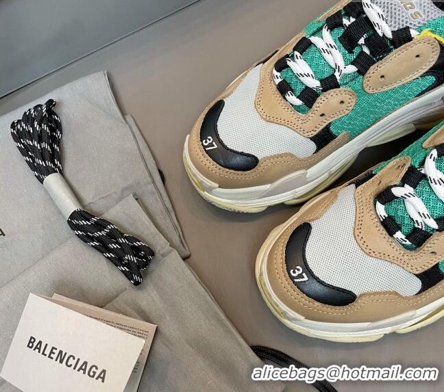 Pretty Style Balenciaga Triple S Trainers Sneakers in Leather and Mesh Yellow/Green 0223067