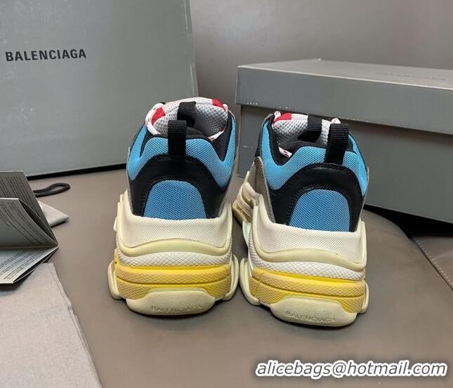 Good Quality Balenciaga Triple S Trainers Sneakers in Leather and Mesh Blue/Red 0223068