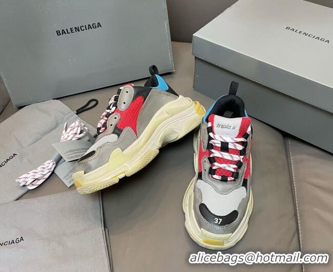 Good Quality Balenciaga Triple S Trainers Sneakers in Leather and Mesh Blue/Red 0223068