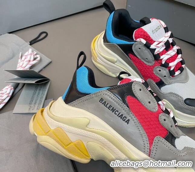 Good Quality Balenciaga Triple S Trainers Sneakers in Leather and Mesh Blue/Red 0223068