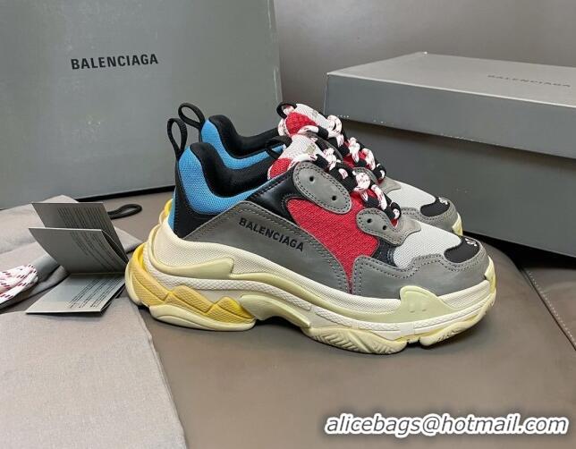 Good Quality Balenciaga Triple S Trainers Sneakers in Leather and Mesh Blue/Red 0223068