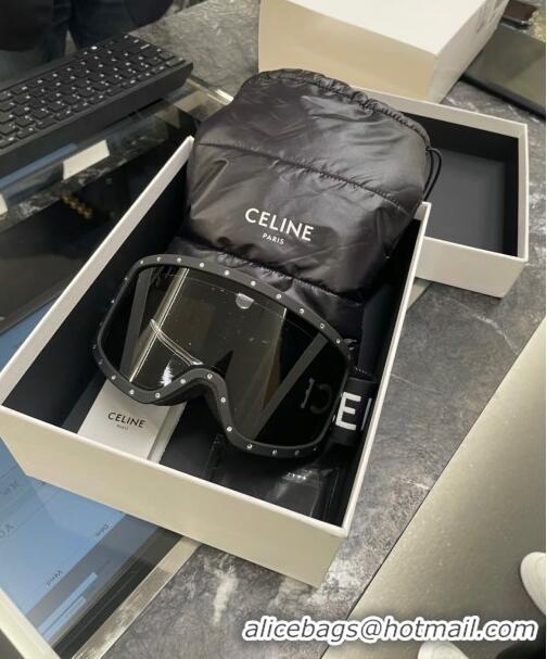 Buy Fashionable Celine Ski Mask in Plastic with Metal Studs & Mirror Lenses CE2902 Black 2023