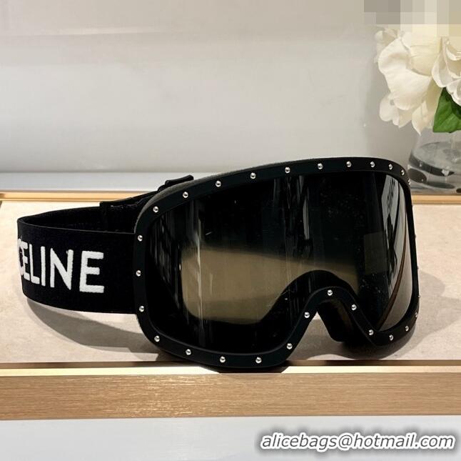 Buy Fashionable Celine Ski Mask in Plastic with Metal Studs & Mirror Lenses CE2902 Black 2023