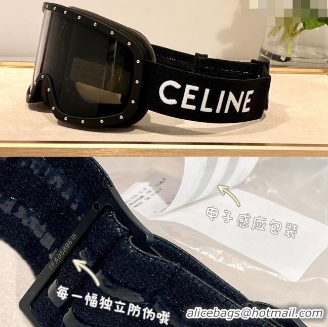 Buy Fashionable Celine Ski Mask in Plastic with Metal Studs & Mirror Lenses CE2902 Black 2023