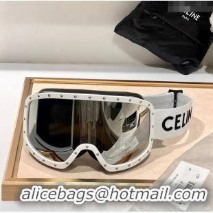 Best Price Celine Ski Mask in Plastic with Metal Studs & Mirror Lenses CE2902 White 2023