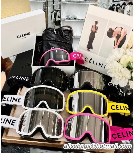 Best Price Celine Ski Mask in Plastic with Metal Studs & Mirror Lenses CE2902 White 2023