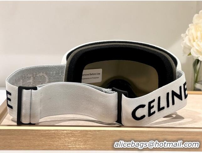 Best Price Celine Ski Mask in Plastic with Metal Studs & Mirror Lenses CE2902 White 2023