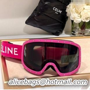 Famous Brand Celine Ski Mask in Plastic with Metal Studs & Mirror Lenses CE2902 Pink 2023