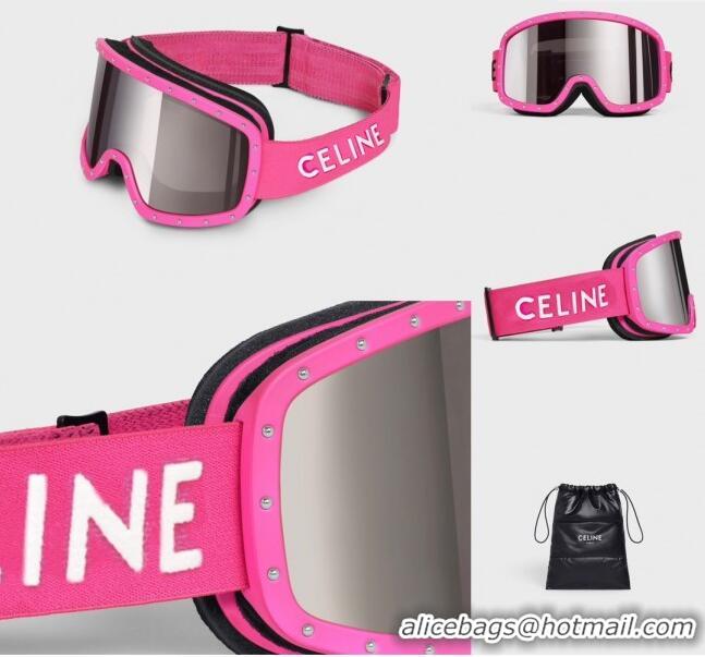 Famous Brand Celine Ski Mask in Plastic with Metal Studs & Mirror Lenses CE2902 Pink 2023