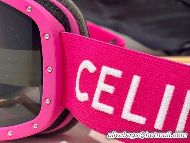 Famous Brand Celine Ski Mask in Plastic with Metal Studs & Mirror Lenses CE2902 Pink 2023