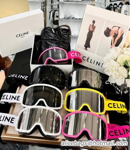 Famous Brand Celine Ski Mask in Plastic with Metal Studs & Mirror Lenses CE2902 Pink 2023