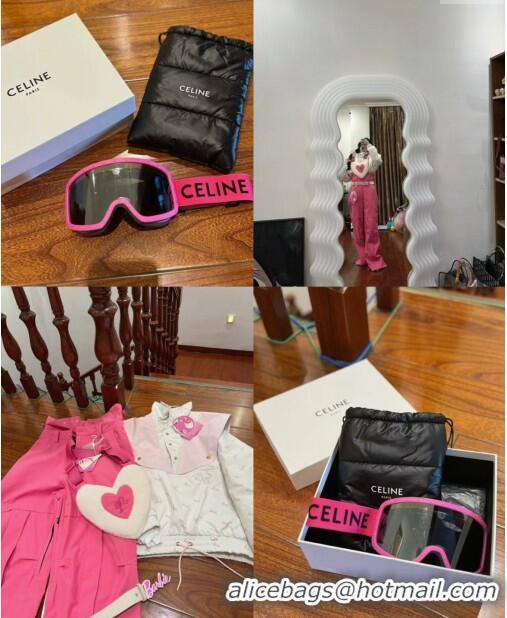 New Fashion Celine Ski Mask in Plastic with Metal Studs & Mirror Lenses CE2902 Pink/Black 2023