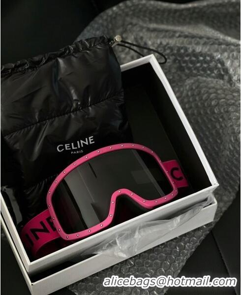 New Fashion Celine Ski Mask in Plastic with Metal Studs & Mirror Lenses CE2902 Pink/Black 2023