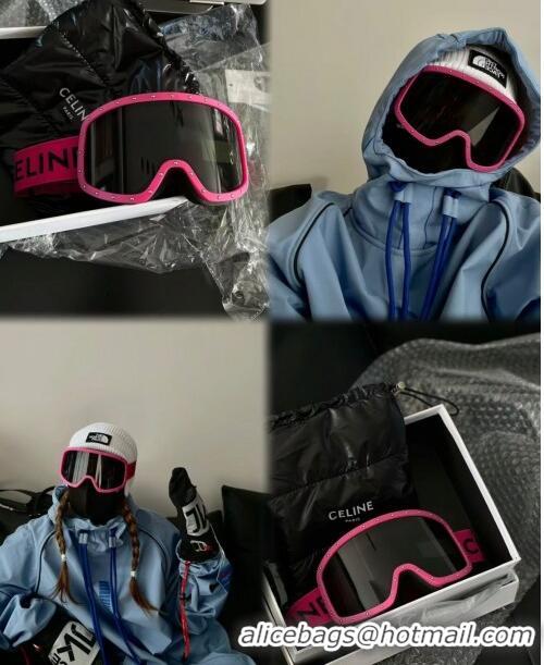 New Fashion Celine Ski Mask in Plastic with Metal Studs & Mirror Lenses CE2902 Pink/Black 2023