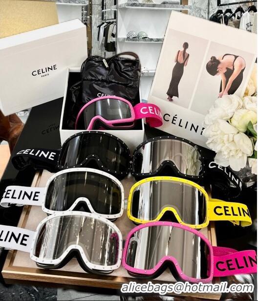 New Fashion Celine Ski Mask in Plastic with Metal Studs & Mirror Lenses CE2902 Pink/Black 2023