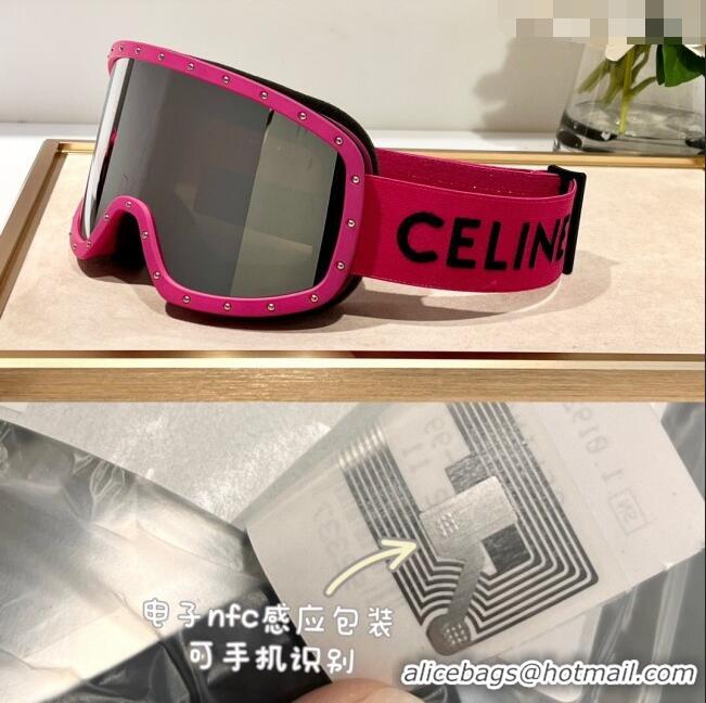 New Fashion Celine Ski Mask in Plastic with Metal Studs & Mirror Lenses CE2902 Pink/Black 2023