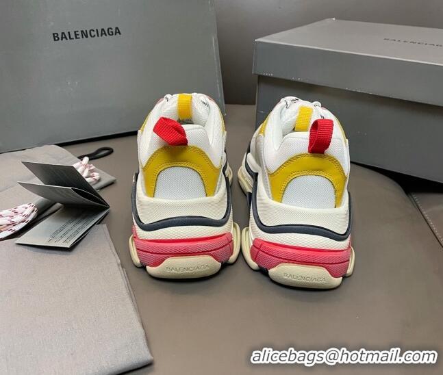 Top Grade Balenciaga Triple S Trainers Sneakers in Leather and Mesh Yellow/Pink 0223069