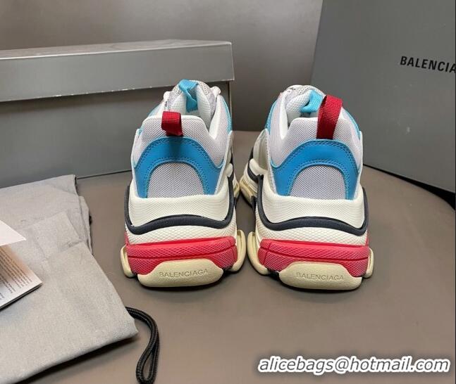 Unique Style Balenciaga Triple S Trainers Sneakers in Leather and Mesh Blue/Pink 0223070