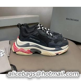 Good Looking Balenciaga Triple S Trainers Sneakers in Leather and Mesh Black/Red 223072