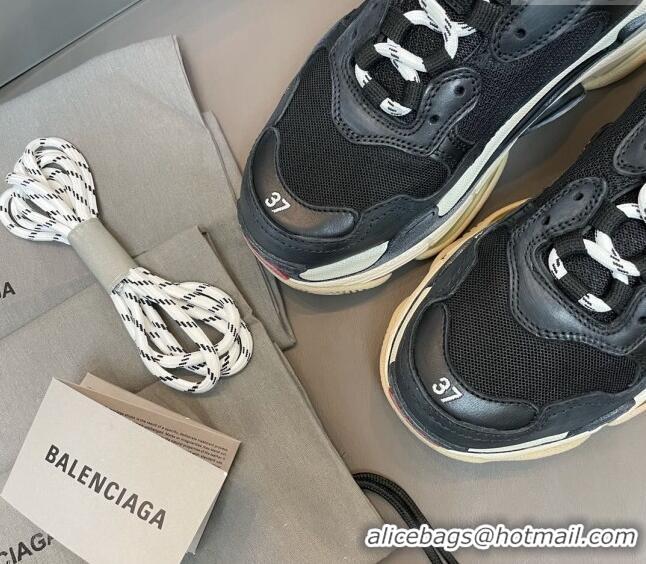 Good Looking Balenciaga Triple S Trainers Sneakers in Leather and Mesh Black/Red 223072