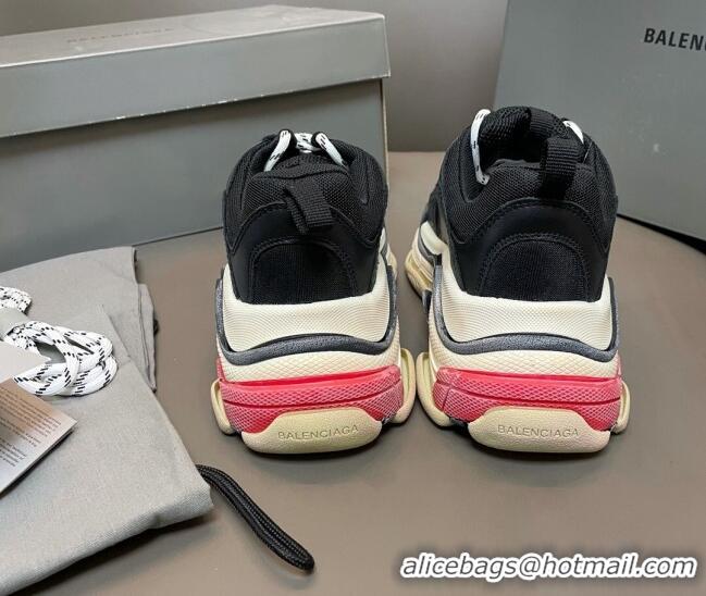 Good Looking Balenciaga Triple S Trainers Sneakers in Leather and Mesh Black/Red 223072