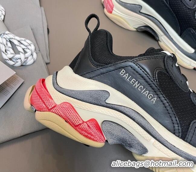 Good Looking Balenciaga Triple S Trainers Sneakers in Leather and Mesh Black/Red 223072