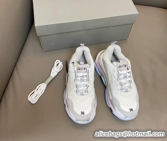 Low Cost Balenciaga Triple S Trainers Sneakers in Leather and Mesh Macaron 0223073