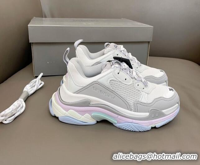 Low Cost Balenciaga Triple S Trainers Sneakers in Leather and Mesh Macaron 0223073