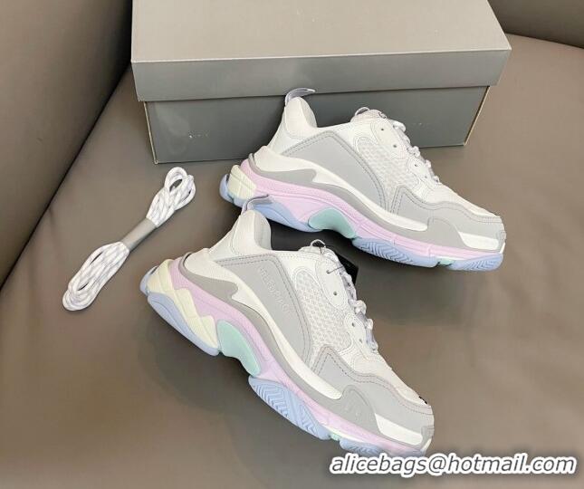 Low Cost Balenciaga Triple S Trainers Sneakers in Leather and Mesh Macaron 0223073