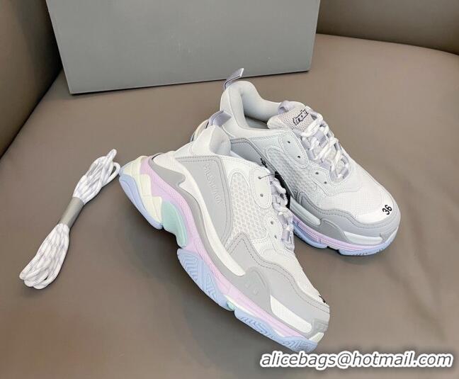 Low Cost Balenciaga Triple S Trainers Sneakers in Leather and Mesh Macaron 0223073