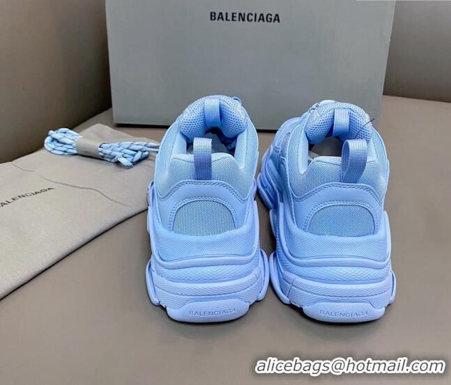 Best Grade Balenciaga Triple S Trainers Sneakers in Leather and Mesh Ice Blue 0223075