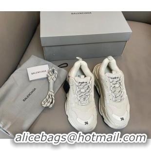 Sumptuous Balenciaga Triple S Trainers Sneakers in Leather and Mesh Khaki Grey 0223076