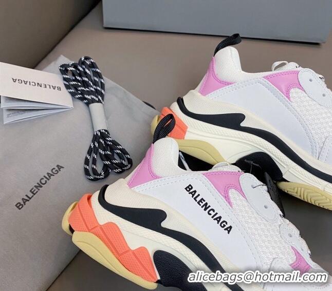 Pretty Style Balenciaga Triple S Trainers Sneakers in Leather and Mesh White/Pink 0223078