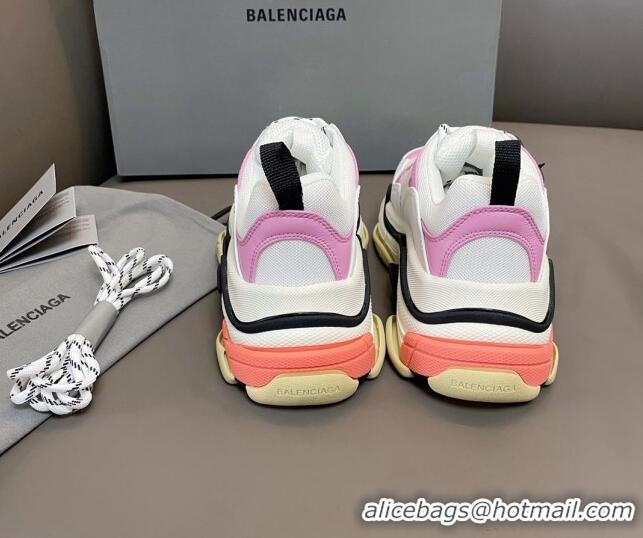 Pretty Style Balenciaga Triple S Trainers Sneakers in Leather and Mesh White/Pink 0223078