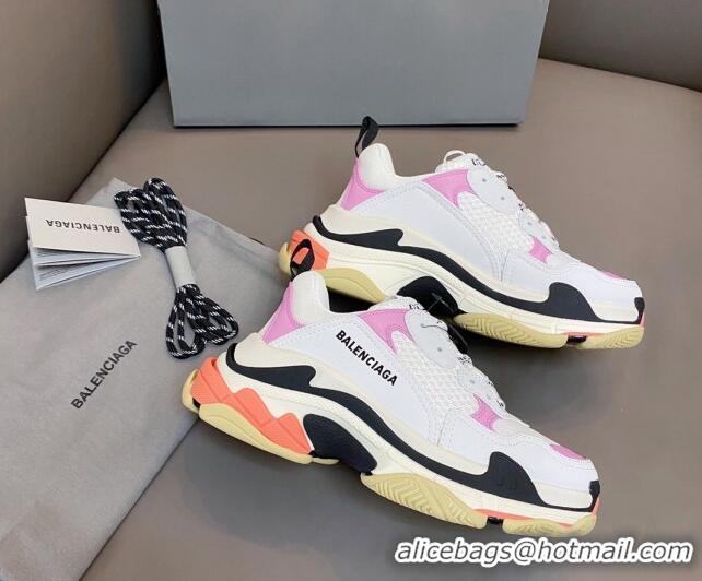 Pretty Style Balenciaga Triple S Trainers Sneakers in Leather and Mesh White/Pink 0223078