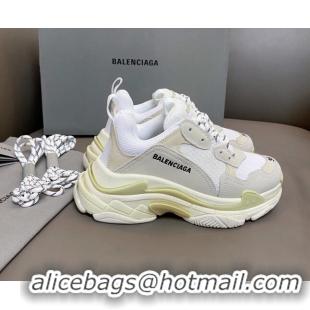 Top Grade Balenciaga Triple S Trainers Sneakers in Leather and Mesh White 0223079