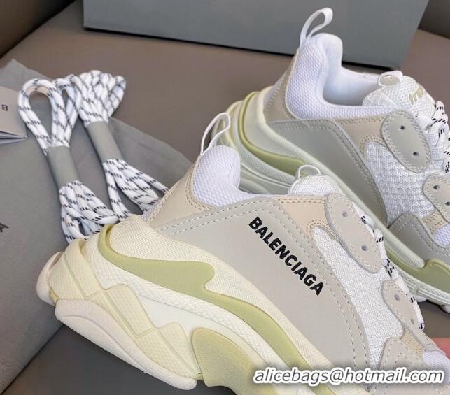 Top Grade Balenciaga Triple S Trainers Sneakers in Leather and Mesh White 0223079