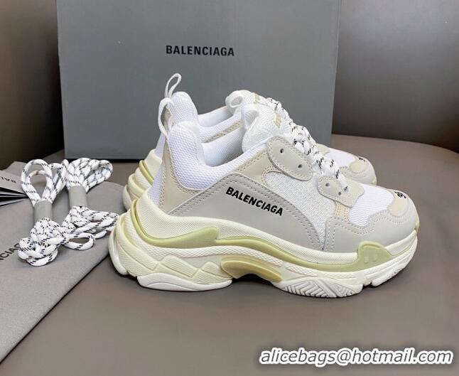 Top Grade Balenciaga Triple S Trainers Sneakers in Leather and Mesh White 0223079