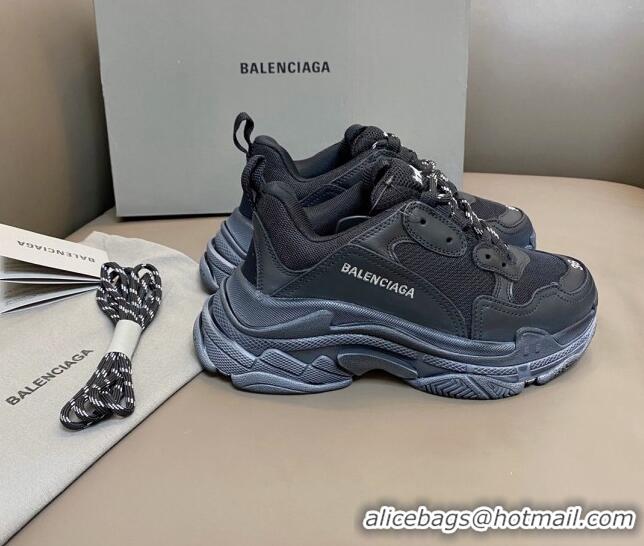 Best Product Balenciaga Triple S Trainers Sneakers in Leather and Mesh Black 0223080