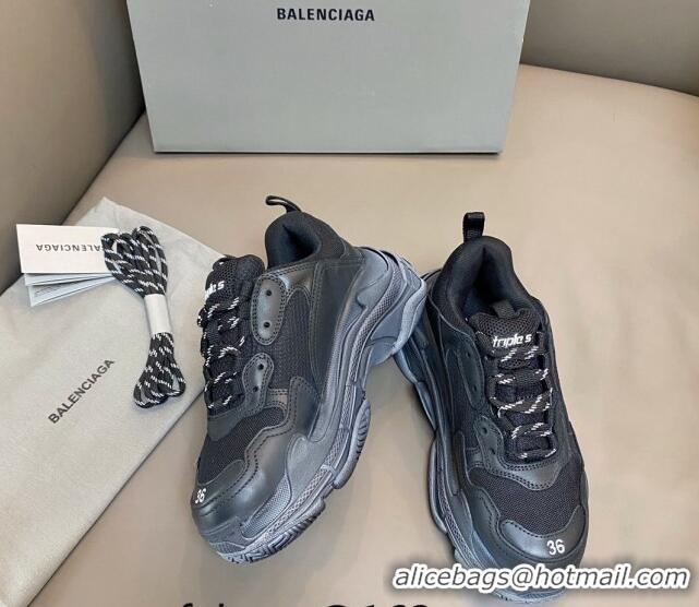 Best Product Balenciaga Triple S Trainers Sneakers in Leather and Mesh Black 0223080