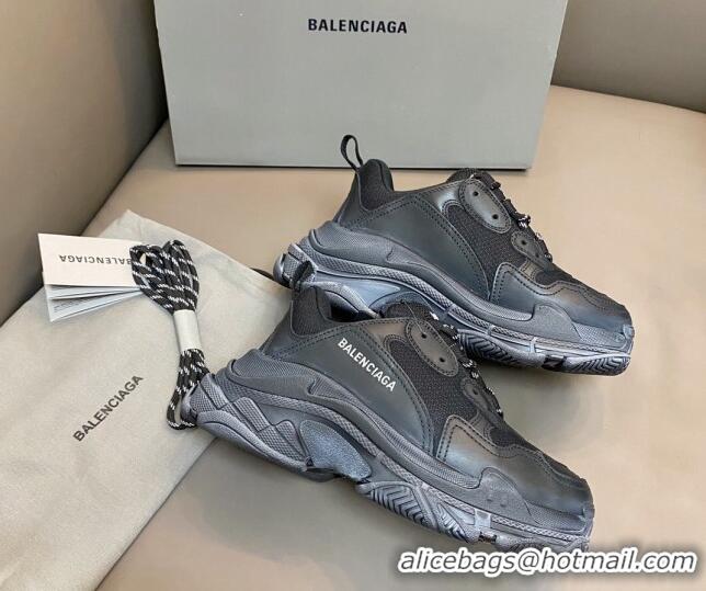 Best Product Balenciaga Triple S Trainers Sneakers in Leather and Mesh Black 0223080