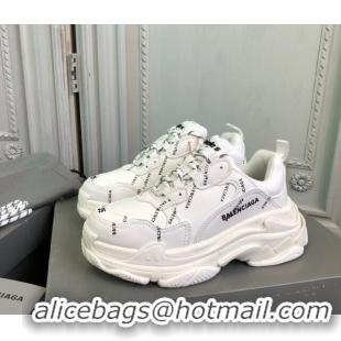 Popular Style Balenciaga Triple S Trainers Sneakers in Calf Leather Signature/White 0223081