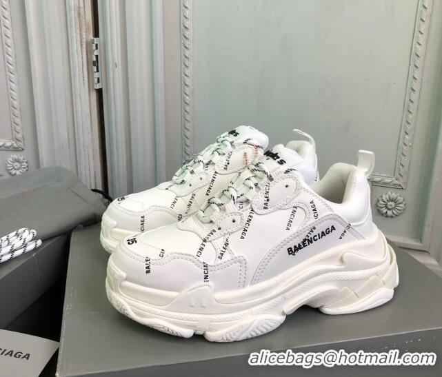 Popular Style Balenciaga Triple S Trainers Sneakers in Calf Leather Signature/White 0223081