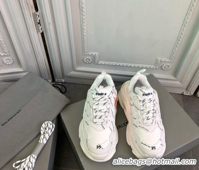 Popular Style Balenciaga Triple S Trainers Sneakers in Calf Leather Signature/White 0223081