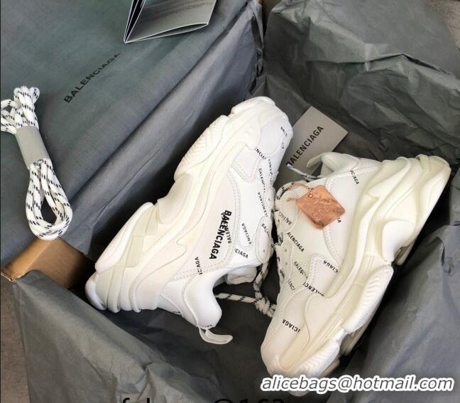 Popular Style Balenciaga Triple S Trainers Sneakers in Calf Leather Signature/White 0223081