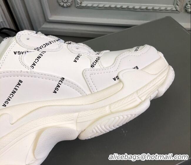 Popular Style Balenciaga Triple S Trainers Sneakers in Calf Leather Signature/White 0223081