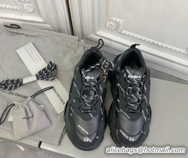 Trendy Design Balenciaga Triple S Trainers Sneakers in Calf Leather Signature/Black 223082