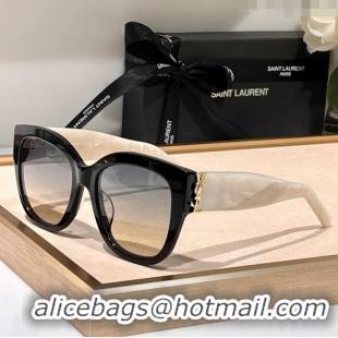 Luxury New Saint Laurent Sunglasses SL M95 Black/White 2023